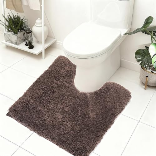 Baahrnom Alfombra de Baño en Forma de U Antideslizante 50X50cm, Alfombra de Inodoro de Microfibra Suave, Alfombras de Baño Absorbente, Alfombra de Ducha Lavables en Máquina