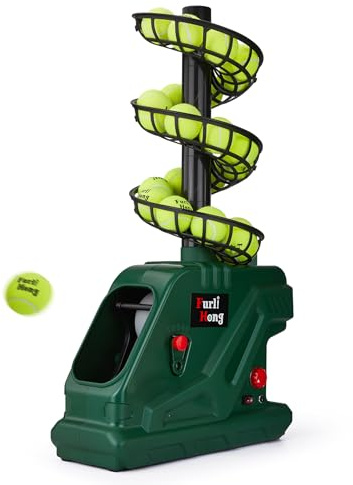Furlihong 3819BH Portable Tennis Ball Machine – 5 Adjustable Angles, 2 Power Levels, 4 Serve Intervals, Up to 30 MPH, for All Skill Levels Training