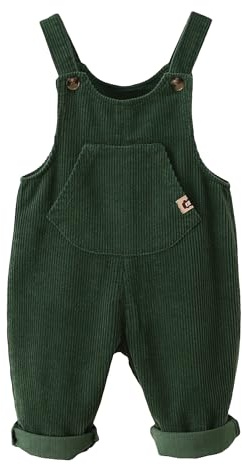 Happy Cherry - Salopette in Corduroy per Bambini e Ragazzi, Ragazze e Ragazzi, Salopette a Un Pezzo per Primavera, Inverno e Autunno - 1-5 Anni, verde, 3-4 Jahre
