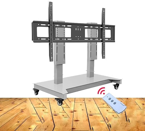Motorized TV Mount with Height Adjustable Function, Mobile TV Cart on Wheels, Fits 52-100 Inch Screens, 4-Step Height Memory Feature