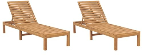 Gecheer Teak Wood Sun Lounger with Adjustable Backrest - Outdoor Relaxation, 4 Position Adjustability, 60 x 200 x 30 cm Model3073206