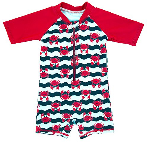 ThreeH Traje de baño de una Pieza para bebés cangrejos Estampado protección Solar Traje de baño BM06A6M