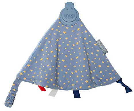 Cheeky Chompers Soft Baby Comforter | 4 in 1 Comfortchew | Baby Teething Aid & Sensory Toy | Silicone Teething Section | Soothing + Comforting | Midnight Stars