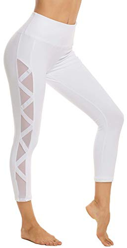 romansong Legging de yoga en maille pour femme avec poche, non transparent, taille haute, contrôle du ventre, extensible dans les 4 sens, Taille L