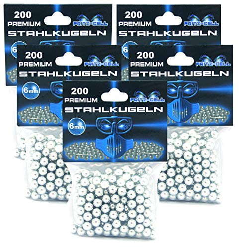 fritz-cell 5 x 200 Stück 6 mm Stahlkugeln Zinkbeschichtet Munition für Schleuder Airsoft Katapult…