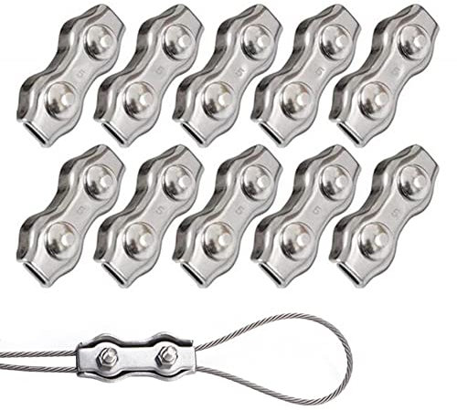 10 Stück Duplex Klemme M5 Seilklemme Drahtseil Clamp 304 Edelstahl Drahtseilklemmen Duplex Clips für 5mm Stahlseil Seil Takelage