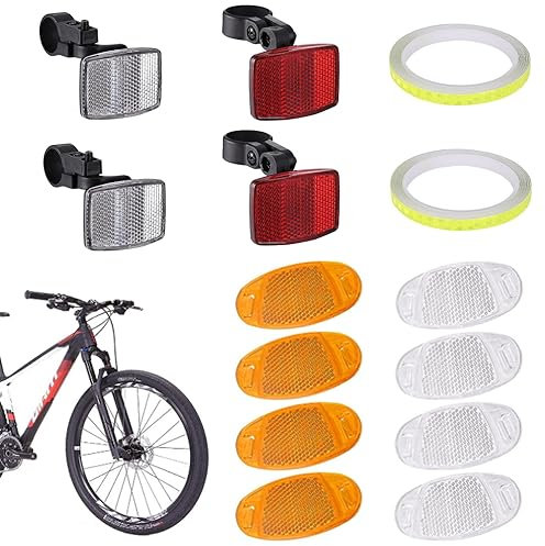 SXCCNW Fahrrad Reflektor, 14 Stück Fahrrad Reflektoren Vorne und Hinten, Frontreflektor Rückstrahler mit 8m Reflektorband für Motorrad Mountainbike MTB Fahrrad Kinder Weiß Rot Gelb