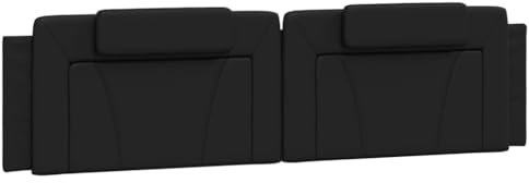 vidaXL Kopfteil Kissen, Kopfteilkissen mit Reißverschluss, Rückenkissen mit Rückenunterstützung, Kopfkissen Lesekissen, Schwarz 200cm Kunstleder