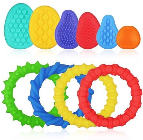 Aolso - Pulseras Antiestrés, 10 Juguetes Sensoriales para Niños, con Texto en Inglés y Silicona, para Aliviar el Estrés y Aliviar la Ansiedad, Mticolor