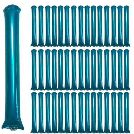 ROSEBB 48pcs Round Head Boom Sticks Thunder Sticks Cheering Sticks Team Spirit Plastic Cheerleading Spirit Stick Clapper Inflatable Noise Maker Sports Supply (Metallic Blue)