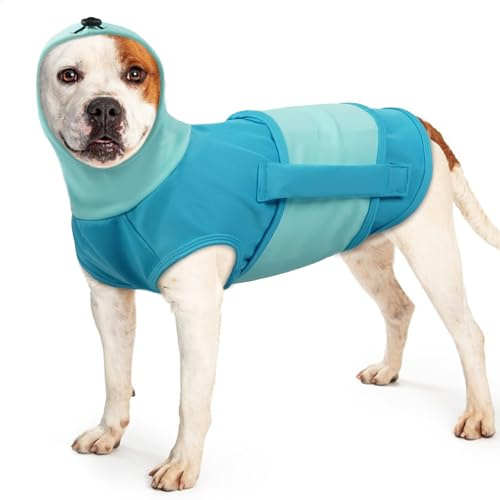 Chaquetas Antiestrés para Perros, Chaleco Relajante Perros Chaleco Anti-Ansiedad Perros con Capucha Calmante Jersey para Perros Chaqueta Cálida Y Calmante para Perros(Azul, M)
