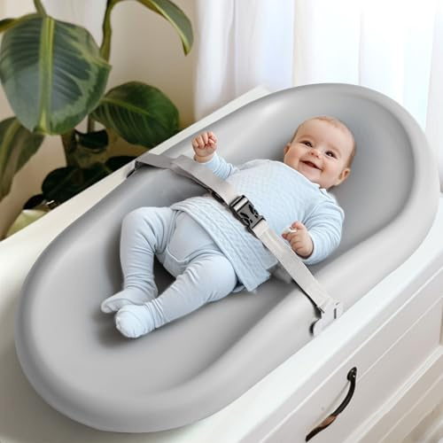 Mallify Wipe-Clean Changing Pad, Waterproof & Wipeable, Soft & Non-Slip Diaper Adjustable Safety Belt, Changing Pad for Dresser, Changing Table