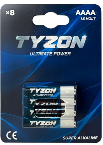 TYZON Pilas AAAA de 1,5 V súper alcalinas, Paquete de 8 Unidades, micropilas duraderas para Mando a Distancia, LED, termómetro, Juguetes, sin Mercurio