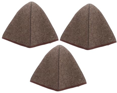 TOBBOMEY 3 Pcs Wool Sauna Shower Cap Portable Sauna Hat Russian Hat Steam Cap Brown