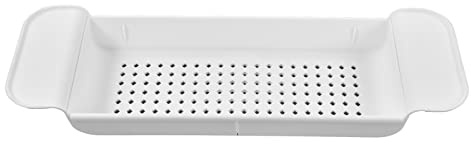 Phefop Vassoio per Vasca da Bagno, Materiale Plastico, Ripiano Organizer da Bagno Espandibile Regolabile per Vasca da e Uso (WHITE)