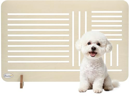 PawHut Freestanding Pet Gate, Portable Dog Barrier Gate with Feet for Small Breeds, Dog Stopper for Doorways and Stairs, 75 x 51 cm, Natural Wood