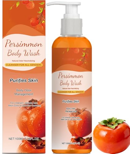Gel de ducha caqui para controlar el olor corporal, jabón de caqui contra el olor de las personas mayores, para axilas, muslos íntimos, zona del bikini, para mujeres y hombres (1 unidad)
