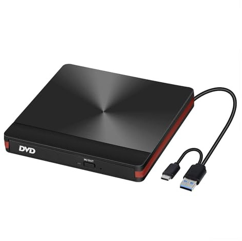 Extern optisk enhet USB 3.0 bärbar DVD/CD-brännare CD-brännare for bärbar dator Smidig drift(Red)
