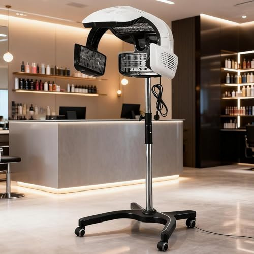 Sèche-cheveux Professionnel 800W avec Température Réglable 40-80°C, Temps 0-60 Min, Casque Coiffure Professionnel Réglable en Hauteur 130-155 cm, Casque Cheveux Chauffant pour Spa, Salon 110V