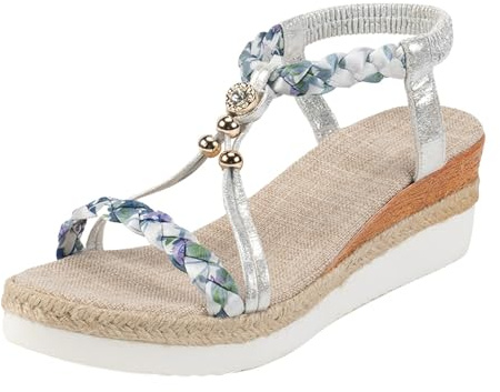 Générique Sandales Compensées Femme Été Spartiate - Chaussures Ete Chic et Elegante Talon Plate Claquettes À Plateforme Mariage Soirée Chaussures Orthopedique Leger Respirante Mules Femme 2026