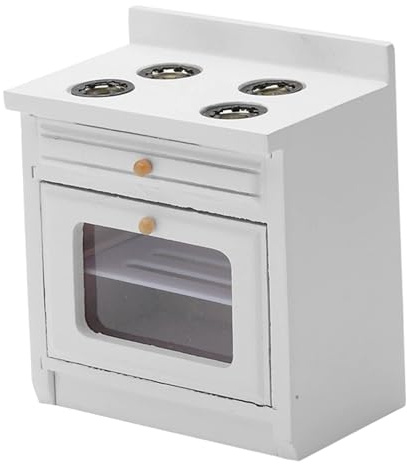 BEAHING Juego de Muebles de casa de muñecas de Madera, Juego de Muebles de Cocina de casa de muñecas de Madera a Escala 1:12 - Cocina en Miniatura Realista con Puertas Que se Pueden Abrir, Blanco