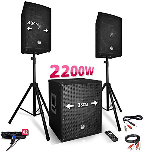 Pack sonorisation 2200W - Enceintes + Caisson + Pieds - USB/Bluetooth - BM Bmsonic BMS1512
