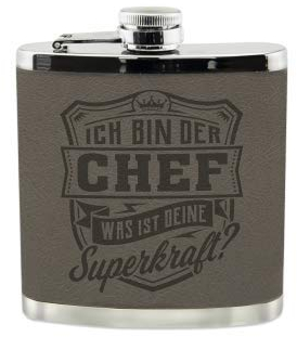 History & Heraldry Echter Kerl Flachmann Bester Chef - individuell und personalisiert mit Gravur, Name und Spruch