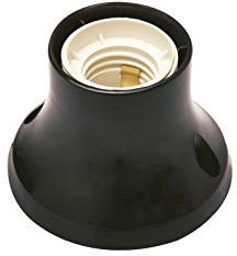 POLY POOL PP0500.2X Portalámparas E27 de Pared Portalámparas de Base Derecha Porta Lámparas E27 con Bornes de Muelle y Contactos de Latón Portalámparas de Plástico Portalámparas Negro