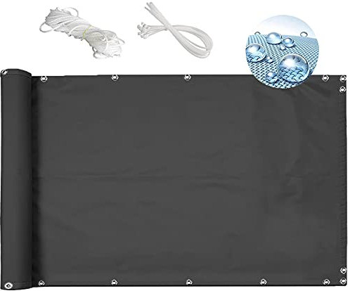 MEEYI Balkon sichtschutz Balkon 90x700cm sichtschutz Garten wasserabweisend balkonumrandung balkonsichtschutz meterware balkonverkleidung Holz wasserabweisend reißfest für terrasse gärten-Dunkelgrau