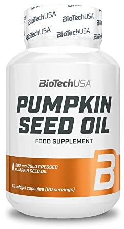 BioTechUSA Pumpkin Seed Oil | Pressée à froid | 600mg par softgel | Sans OGM, 60 capsules