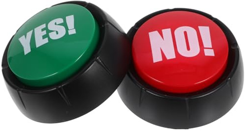 NUOBESTY Lot de 2 Boutons Sonores Parlants Oui Non - Buzzer de Jeu pour Fête Amusante, Quiz, Concours - Fournitures de Vacances, Jeux de Société, Jouet Sans Pile