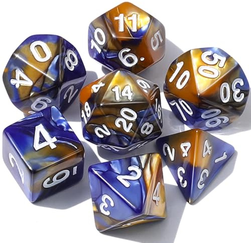 CiaraQ DND Polyhedral Dice Set with a Black Dice Bag for D&D RPG MTG Role Playing Table Games