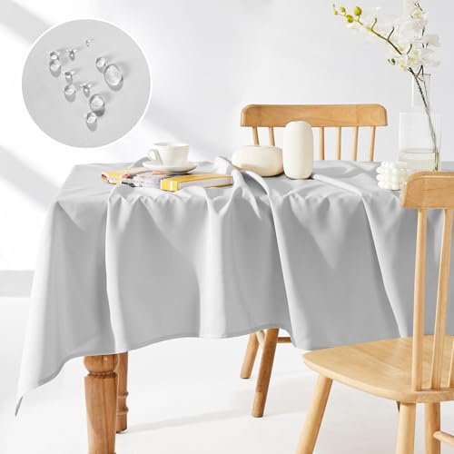 Deconovo 1 Pezzo Tovaglia Antimacchia Rettangolare Impermeabile per Tavolo Sala da Pranzo, 130x280cm, Grigio Chiaro