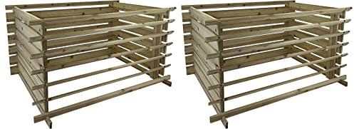 Selections Wooden Slatted Garden Composter Compost Bin (65cm x 120cm) - Pack of 2