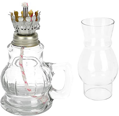 Yardwe Glas Petroleumlampe Vintage Öllampe Sturmlaterne Tischlampe Petroleumlaterne Notbeleuchtung Camping Laterne Draußen Nachtlichter Landschaft Dekorativ Lichter für Garten Wandern