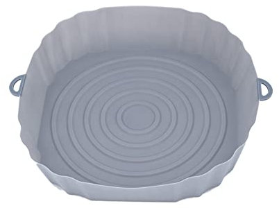 XIANXIAN Air Fryer Pot en silicone réutilisable Air Fryer Basket en silicone antiadhésif friteuse à air chaud Accessoires de four Plateau rond pour four, moule à gâteau micro-ondes, gris