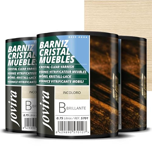 JOVIRA PINTURAS Vernis brillant à base d'eau pour meubles en verre (3x750 Millilitres)