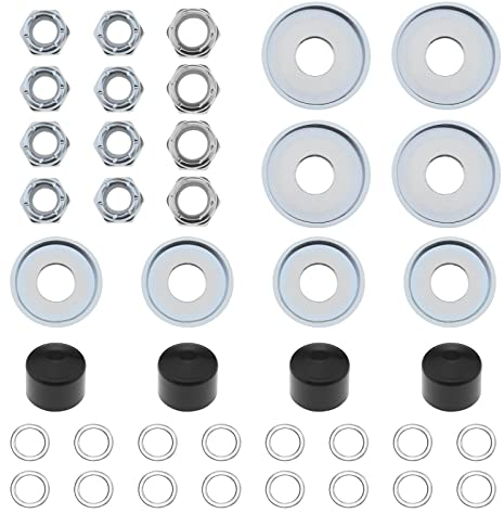 eMagTech 2 Sätze Universal Skateboard/Skate Truck Umbausatz mit Unterlegscheiben für Obere/untere Buchsen, Pivot Cups, Kingpin-Muttern, Achsmuttern, Geschwindigkeitsringen