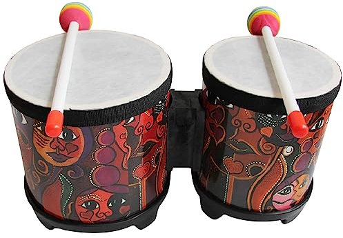 Vaguelly Bongo Schlagzeug-Set aus Holz, Schlaginstrument, Bongos mit Holz-Trommelstöcken für Kinder und Erwachsene