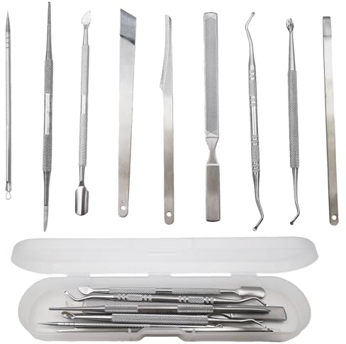 9 Piezas Kit de Herramientas de Pedicura para Uñas Encarnadas,Uñas Encarnadas Levantador Cutícula para Pies,Corrector de Uñas de Acero Inoxidable,Herramientas de Manicura para Cuidado Personal