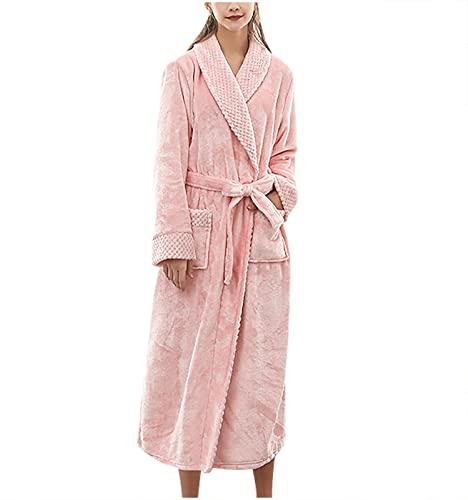 NSICBMNO Robes de chambre longues pour femmes UK - Robes d'intérieur moelleuses - Peignoirs de bain en polaire - Pyjamas d'hiver - Robe de chambre de luxe en velours pour dames - Cardigans épais