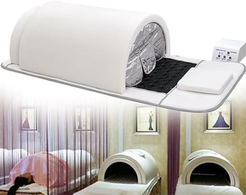 DDZJTPP Pro Far Infrared Sauna Dome | Zero Emf Saunas | 5 Minute Preheat | 1200W/220V Power | Single Infrared Person Sauna | Portable Dry Sauna | Home Sauna | Therapeutic Stones,White