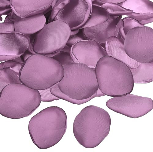 PATIKIL Rosblad i silke, 200 st konstgjorda blomblad falska rosenblad för bröllop gång utspridd brud dusch bordsdekor romantisk nattdekoration, mörkrosa lila