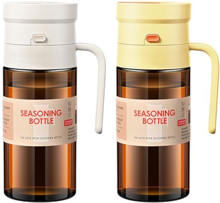 BAHJKASD Paire de bouteilles d'huile en verre avec mécanisme d'ouverture intelligent Ouverture et fermeture automatiques efficaces des verres à huile Distributeur d'huile pratique