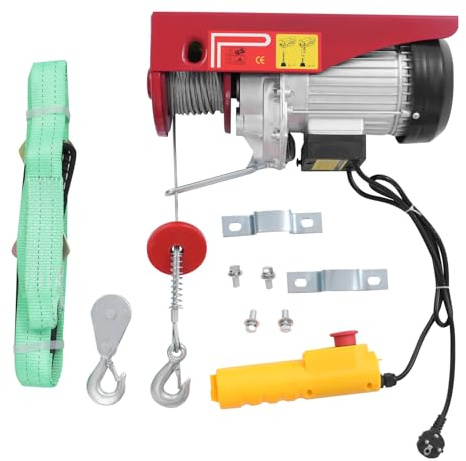ROMYIX Carretilla elevadora eléctrica, capacidad de elevación 800kg, velocidad de elevación 10m/min, altura de elevación 12m, motor de tracción de cable de 1450W con motor de cobre, polipasto de