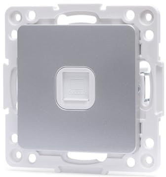 Internetuttag – del för tysk/fransk 1-vägs anslutning, silver, perfekt för moderna elinstallationer.*