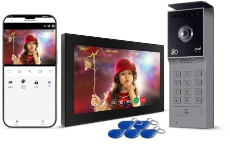 ZHHAYWAY Visiophone Filaire Connecté à 2 Fils,Interphone Vidéo IP WiFi avec 7'' écran Tactile,Résolution 1080P,Unlock à Distance Via APP/IC Cartes,Audio Bidirectionnel, Connecté,Option IC Carte