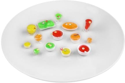 Gogogmee Ensemble de Vaisselle Miniature Blanche 33 Pièces pour Poupée, Accessoires Cuisine Décoratifs, Mini Vaisselle Solide et Décor la Cuisine Miniature pour Maison de Poupée