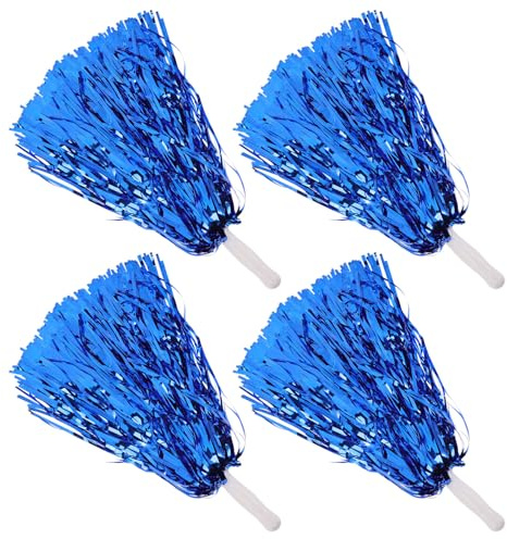 JOINPAYA Pompon da Cheerleader Set 4 Pezzi Blu Manico, Accessori per Tifo Sportivo e Danza, Pompon per Cheerleading Stimoli Visivi per Stadi, Feste e Spettacoli Teatrali