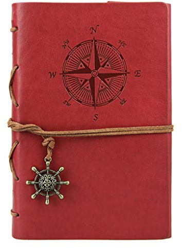 Liying Retro Skizzenblock Tagebuch Notizbuch Softcover DIN A5 Kraftpapier Blanko Geschenkbucher Reisetagebuch Rot